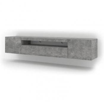 Mueble para TV efecto madera gris con LED, 200 cm, diseño universal en hormigón