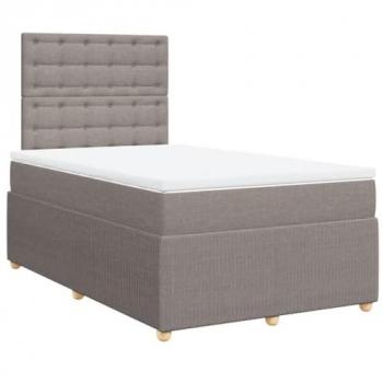 Cama box spring con colchón de tela gris taupe 120x200 cm