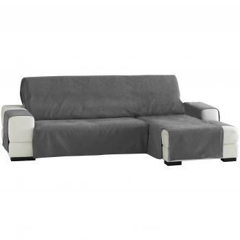 Eysa -Zoco Fundas de Sofa Prácticas, Chaise Longue 240 cm, derecha Vista Frontal, Color Gris