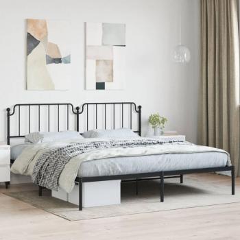 Cama con cabecero de metal negro 200x200 cm