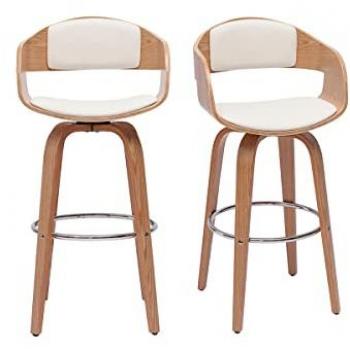 Miliboo - Taburetes de cocina nórdicos giratorios 360° de madera clara 67 cm GAO
