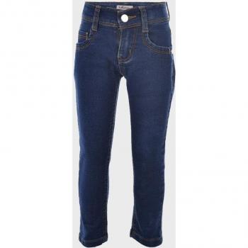 Pantalón vaquero de niña azul de algodón con bolsillos y cierre de botón y cremallera