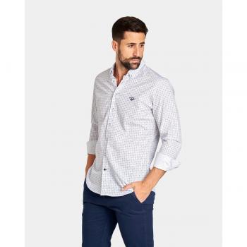 CAMISA DE HOMBRE POPELIN SLIM ESTAMPADO FANTASIA HOJAS MULTICOLOR