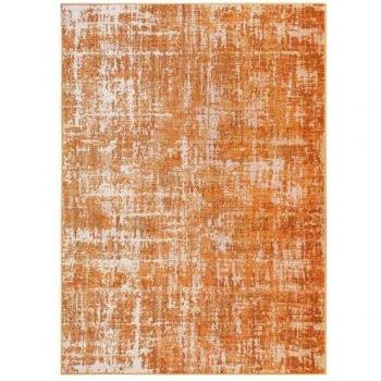 Alfombra vintage de poliéster terracota 120 x 170 cm con efecto patinado