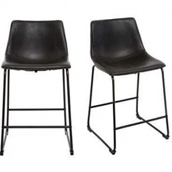 Taburete de bar vintage PU negro 61cm lote de 2 NEW ROCK