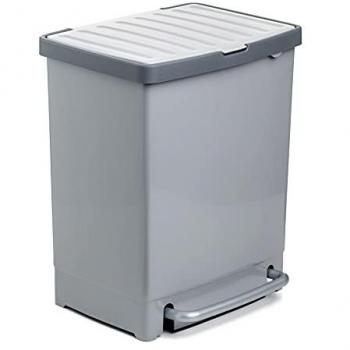 Cubo de Reciclaje Tatay 25L con Separador Extraíble (17L + 8L), Polipropileno Libre BPA, Color Gris