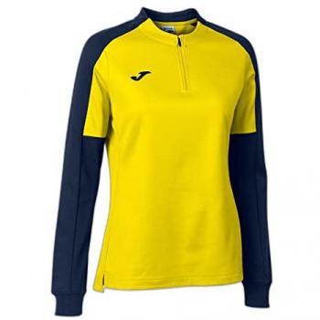 Sudadera Joma Eco Championship Mujer Amarillo Marino Recycled Con Media Cremallera