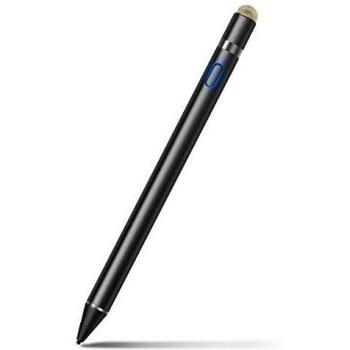 ROVLAK Lapiz Táctil Capacitivo 2 en 1 Lapiz Capacitivo Punta Fina 1,5 mm Movil Stylus Pen Recargable Lápiz Táctil Activo para iPhone iPad Android Teléfonos Móviles de Tablet, Negro