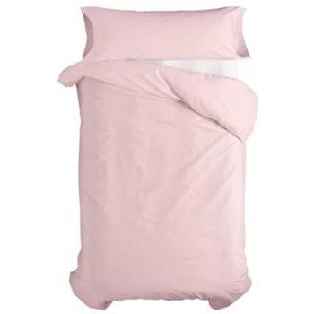 Juego de funda nórdica HappyFriday Basic Kids Rosa Claro 2 Piezas Cama 80/90, 100% Algodón, Calidad 150