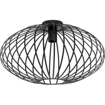 Plafón de techo Lindby Maivi, moderno, negro, 50 cm, hierro en forma de jaula, 1 lámpara E27 para salón y comedor