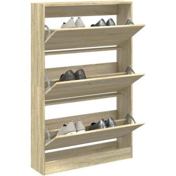 Zapatero de madera multicapa roble Sonoma 80x21x125,5 cm Marrón