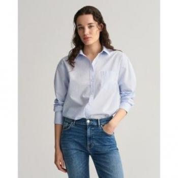 Camisa Relaxed Fit de Popelina Azul para Mujer Gant 4300212, Casual, Algodón, Manga Larga, Outlet 2024
