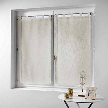 Visillo Recto Haltona Natural 60x120 cm - Efecto Lino, Tejido Transpirable, Fácil Instalación, Lavable