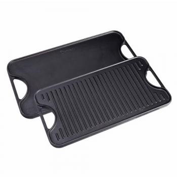 Plancha de Cocina de Hierro Fundido Esmaltado Inducción, Parrilla Doble Reversible 50x35cm para Fuego y Barbacoa, Libre de Tóxicos sin PTFE, Victoria 34184