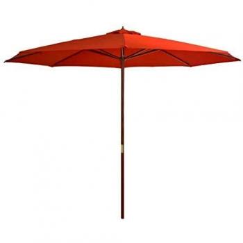 vidaXL Sombrilla Jardín Palo de Madera 350 cm Terracota Toldo Parasol Terraza
