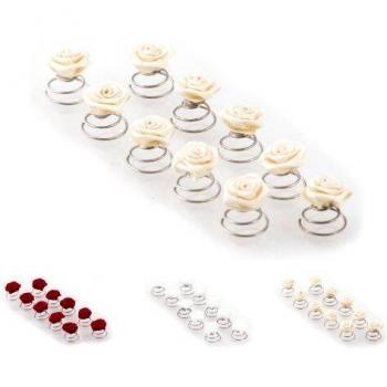 10 Rose en horquilla en espiral - Accesorios nupciales del pelo - Beige