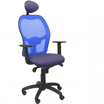 PIQUERAS Y CRESPO Modelo Jorquera - Silla de oficina ergonómica con mecanismo sincro, brazos regulables y ajustable en altura - Respaldo de malla transpirable en color azul y asiento tapizados en tejido BALI color azul claro