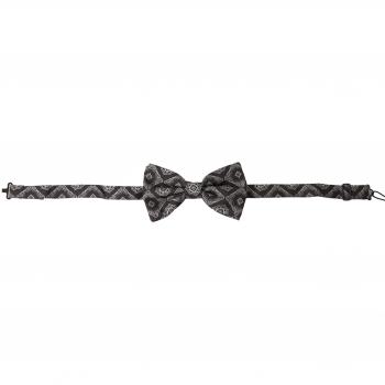 Dolce & Gabbana Black Fantasy Pattern Adjustable Neck Papillon Bow Tie, Male, Size: ONE SIZE