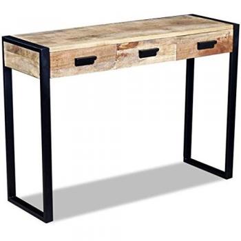 vidaXL Mesa Consola 3 Cajones Madera de Mango 43x33x51cm Mesita Auxiliar Mesilla
