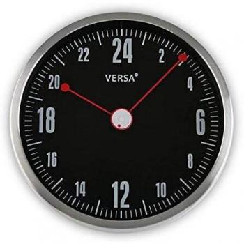 Versa 20900013 Reloj de cocina de pared, Aluminio, Negro-Plateado,30cm diámetro