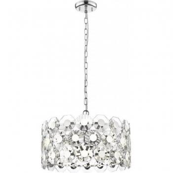 Lámpara colgante Bahamas Chrome de 6 bombillas, diámetro de 42,5 cm, diseño moderno con acabado en cristal cromado