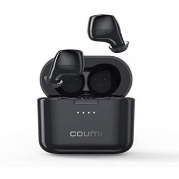 Auriculares Bluetooth, COUMI Auriculares Inalámbricos Bluetooth 5.0 Graves Mejorados, Deportivos IPX7 Impermeable, Micrófono Incorporado, Control Táctil, Reproducción de 24 Horas