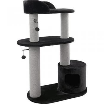 Árbol Rascador para Gatos Flamingo Brandi de 2 Niveles, Color Negro, 88 x 48 x 127 cm