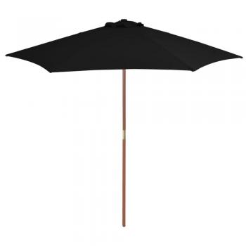 Sombrilla de jardín con poste de madera negra 270 cm
