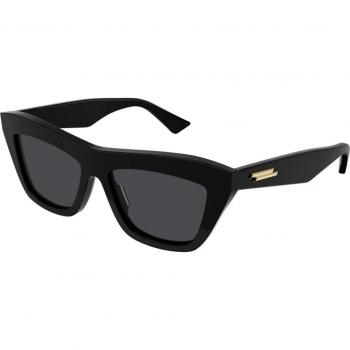 Bottega Veneta BV1121S Col. 001 Unisex Square Black Sunglasses, Female, Black, Size: 55 MM