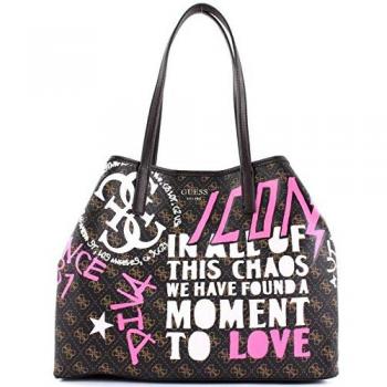 Guess Vikky Large Tote Brown Multi