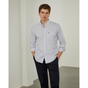 Camisa popelín de hombre Lion of Porches, corte regular, estampado de rayas en azul