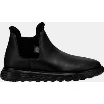 Hey Dude Women's Branson Black Elastic Detail Leather Ankle Boots