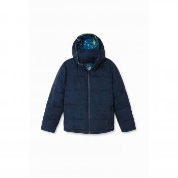 Desigual Blue Short Puffer Jacket for Women, Size L