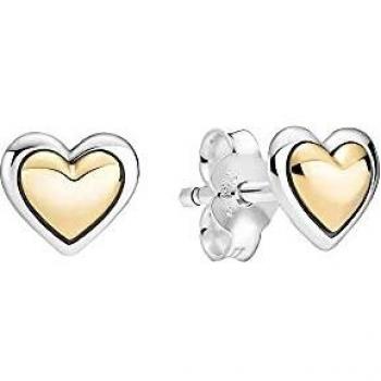 Pandora Pandora Moments Collection - Pendientes de plata de ley con forma de corazón y oro de 14 quilates