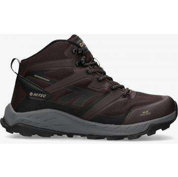 Botas de montaña Hi-Tec Toubkal Mid WP para hombre, impermeables y resistentes en color marrón chocolate con detalles negros