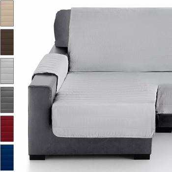 Eiffel Textile Chaise Longue Cubre Sofá Acolchado, Brazo Izquierdo 280, 100% Poliester, Gris, 280x200x4 cm
