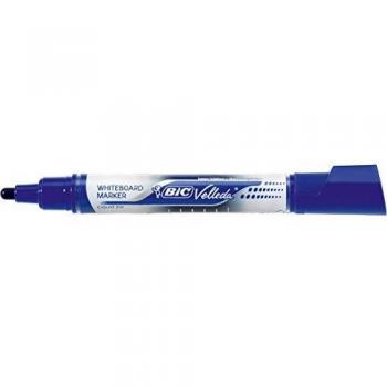 BIC 40961 Velléda Tank - Rotulador de punta redonda con tinta líquida borrable, cuerpo de plástico, nivel de tinta visible, 3-5 mm, color azul