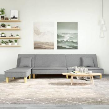 Sofá cama en forma de L de tela gris claro 255x140x70 cm