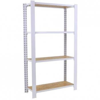 Estantería Industrial Officlick 4/300 Madera OSB Blanco, 1500x800x300 mm, 4 Niveles