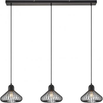 Lámpara colgante Metehan de Lindby, 3 luces, negra, hecho de metal, para salón y comedor, con casquillos E27