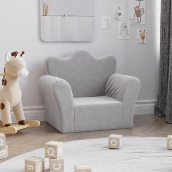 Sofá para Niños en Suave Felpa Gris Claro