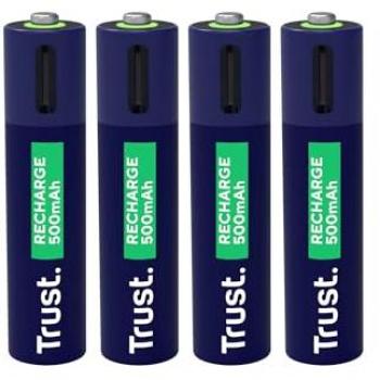 Pack de 4 Pilas Recargables AAA Trust con USB-C, 500 mAh