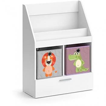 Estantería Infantil Luigi, Blanco, 72 x 96.2 cm con Cajón y 2 Cajas Plegables