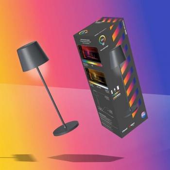 Lámpara de mesa LED recargable Dalia Müller Licht tint, aluminio antracita, RGBW