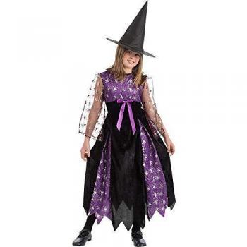 Carnival Toys Disfraz de bruja violeta con arañas plata talla VII