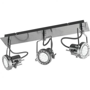 Barra de Spots LED de Metal Níquel con 3 Amperios, 3 Luces, 400 lúmenes, temperatura de color 2700K y dimensiones de 45x16 cm