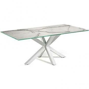 Kavehome Mesa New Argo 180x100, blanco porcelánico Kalos blanco