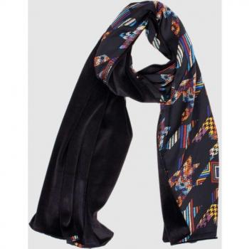 Bufanda de terciopelo negro con estampado