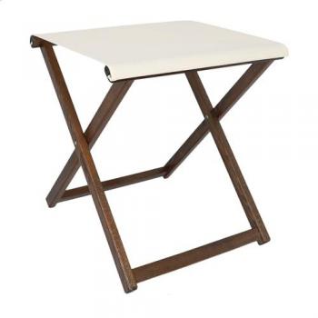 Taburete Director Plegable en Madera de Haya Blanca con Lona, 46x46x50 cm, Acabado Nogal, Multicolor