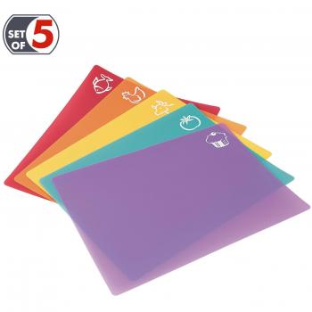 Tatkraft Pic Conjunto de 5 Tablas de Cortar Flexibles de Alta Calidad con Iconos de Alimentos
